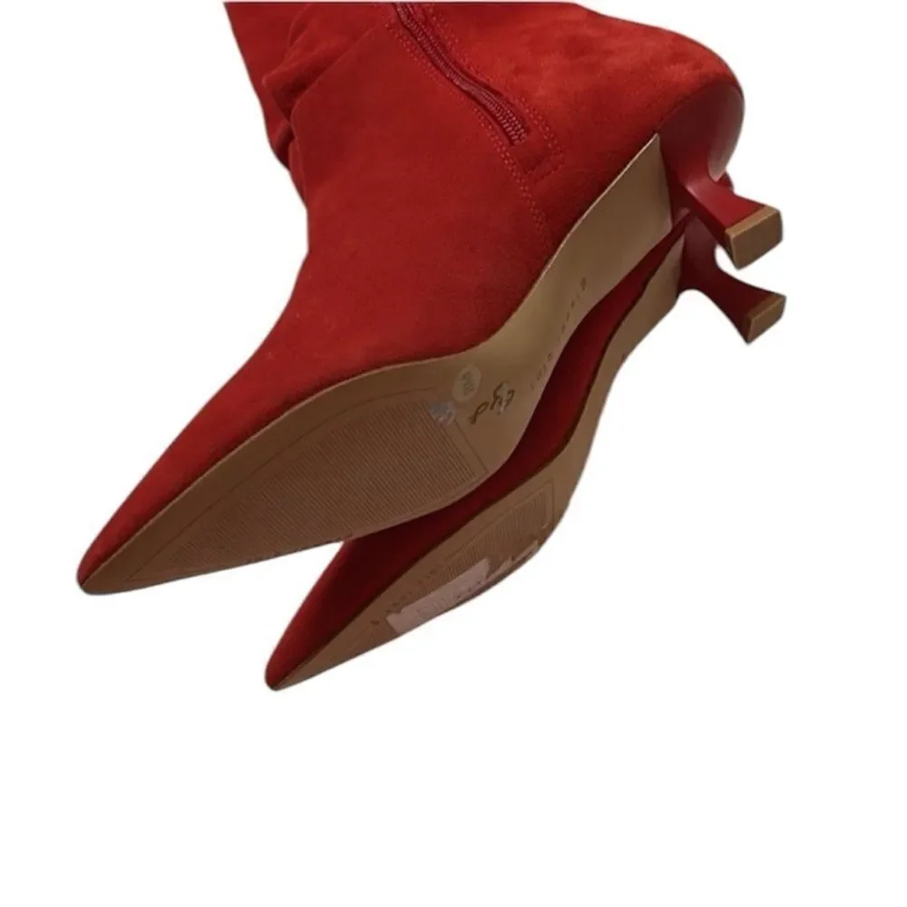 Gianni Bini Red Slouchy Leather Suede Knee High Boots(Size 8.5M)